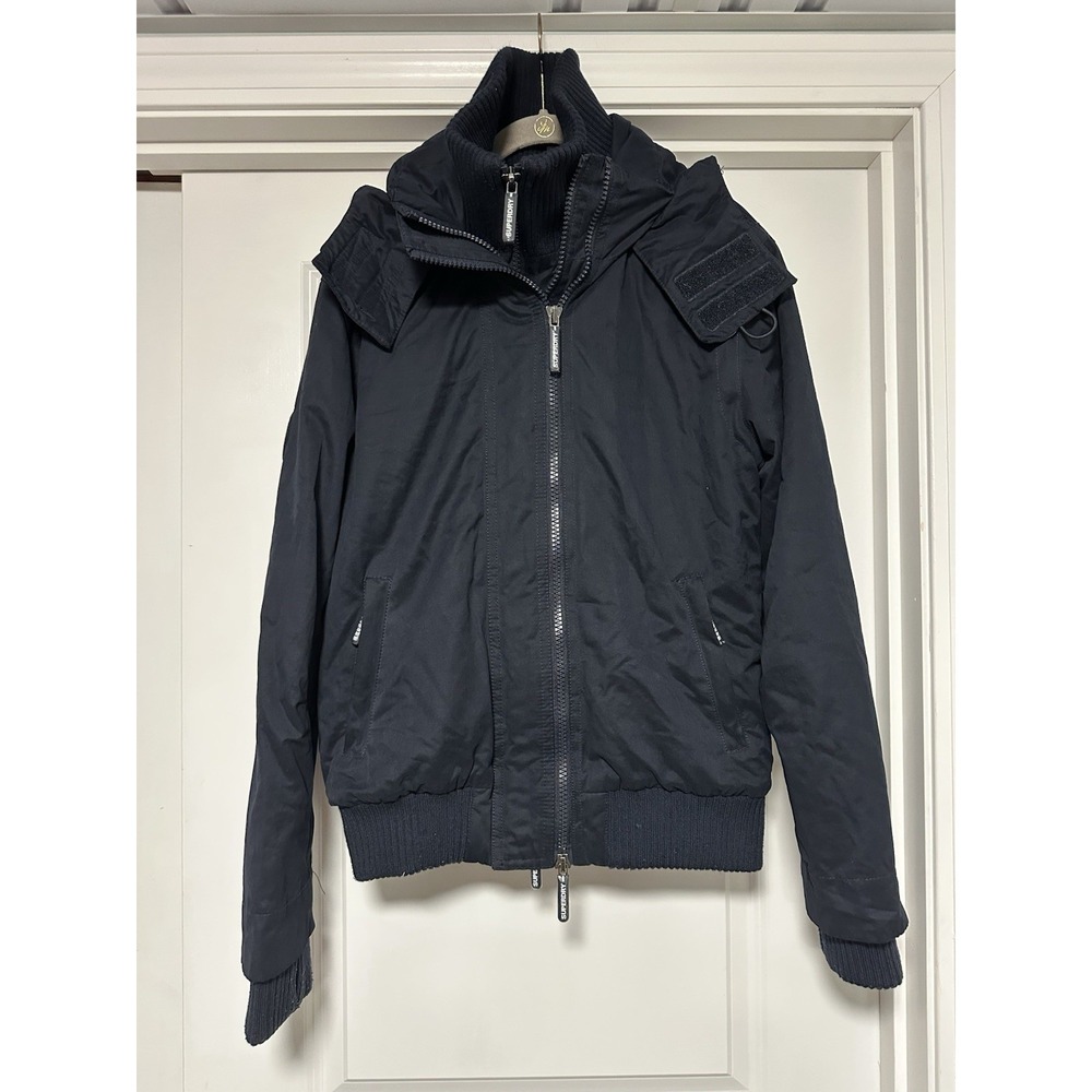 Superdry +‎ MicroFibre, Mens Hooded Windbomber, Navy, Size Medium